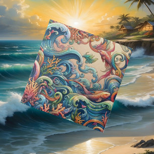 Colourful Beach House   Relaxing Coral Reef Decor Tile