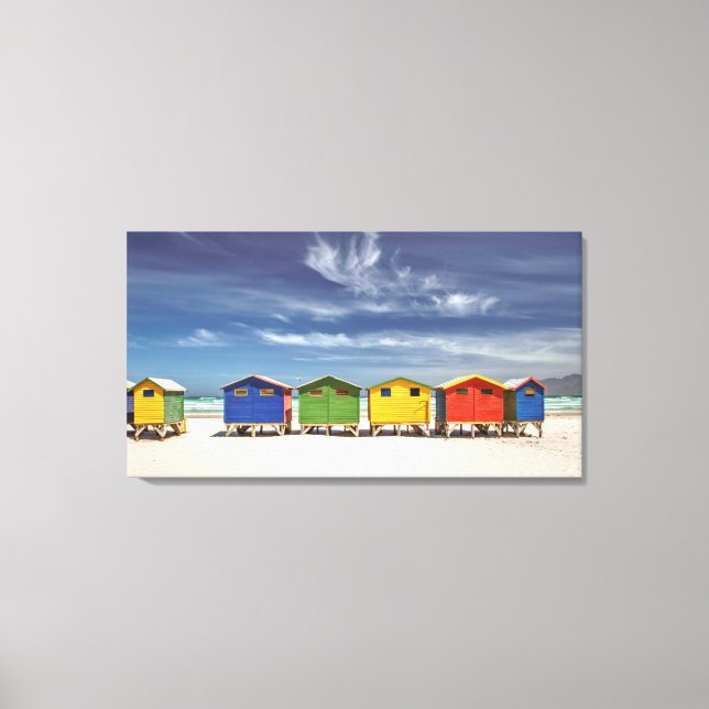 Colourful Beach Houses | Muizenberg, South Africa Canvas Print (Front)