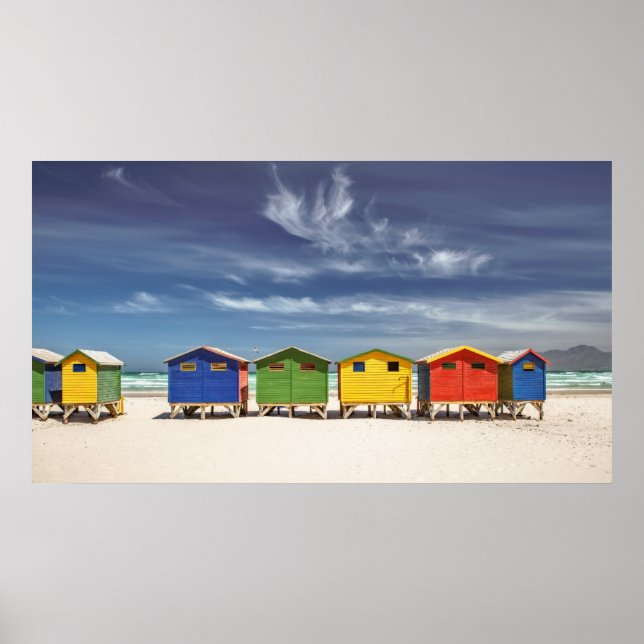 Colourful Beach Houses | Muizenberg, South Africa Poster (Front)