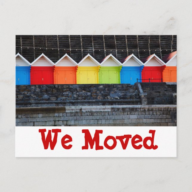 Colourful Beach Houses We Moved New Address Cards (Front)