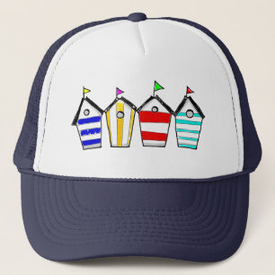 Colourful Beach Hut Illustration Trucker Hat