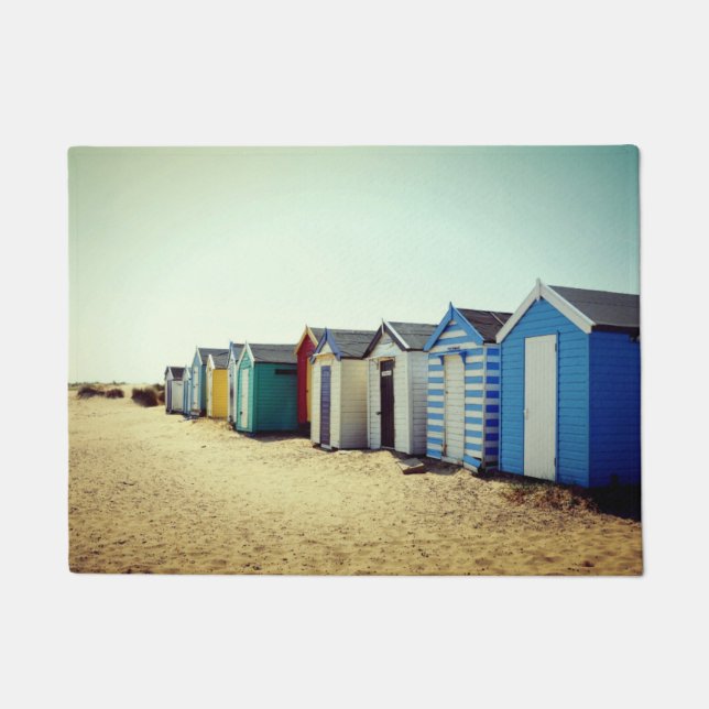 Colourful Beach Huts In The Sun Doormat (Front)