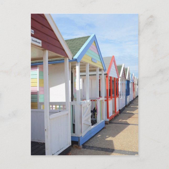 Colourful Beach Huts Postcard (Front)