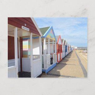 Colourful Beach Huts Postcard