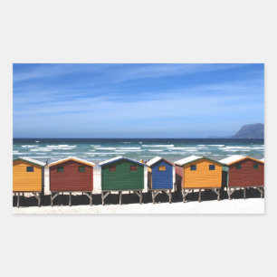 Colourful Beach Huts Rectangular Sticker