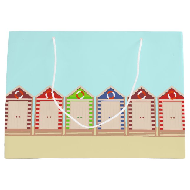 Colourful Beach Huts Summer  Large Gift Bag (Front)