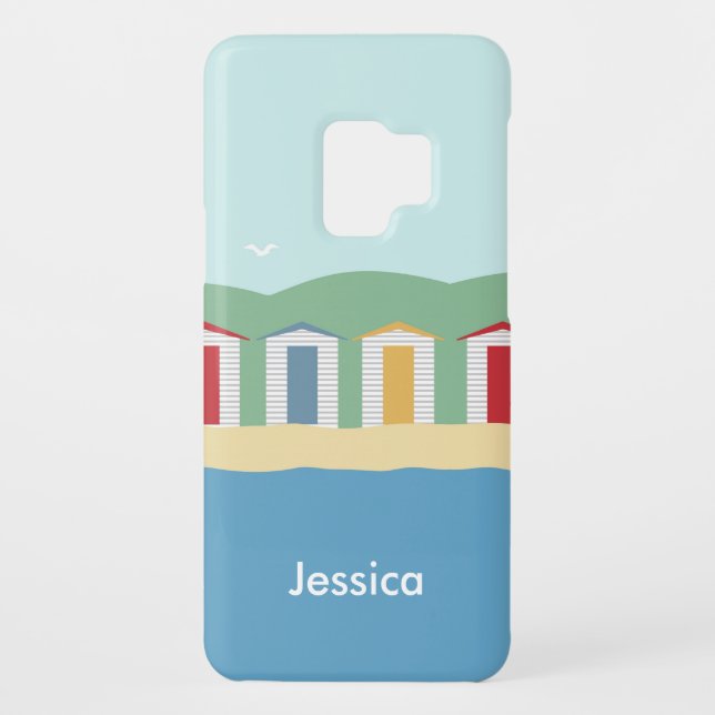 Colourful Beach Huts Summer Personalised Case-Mate Samsung Galaxy Case (Back)