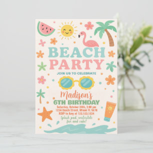 Colourful Beach Party Birthday Invitation & Decor