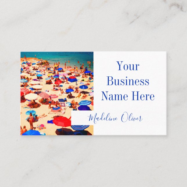 Colourful Beach Scene Modern Stylish Professional Business Card (Front)