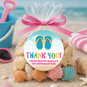 Colourful Beach Theme (Flip-Flop Sandals) Classic Round Sticker