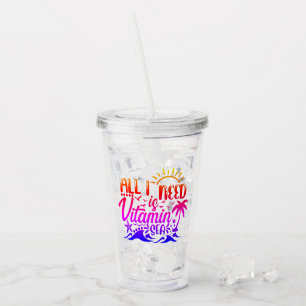 Colourful Beach Themed  Acrylic Tumbler