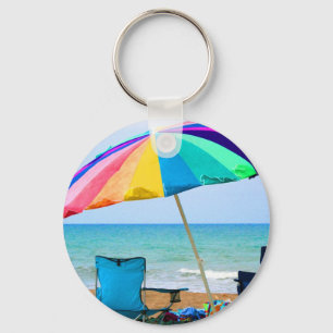 Colourful beach umbrella and chairs in Florida Key Ring