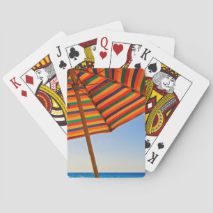 Colourful Beach Umbrella on a Sunny Day Photograph Playing Cards