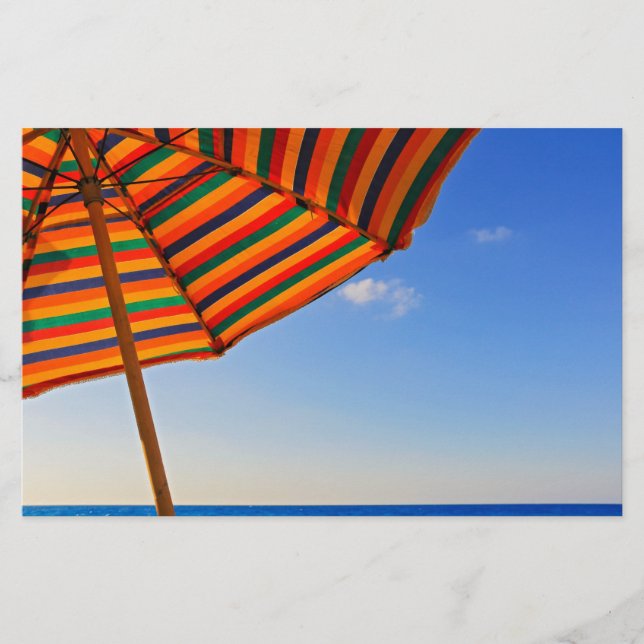 Colourful Beach Umbrella on a Sunny Day Photograph Stationery (Front)