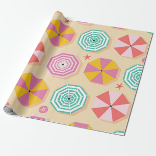 Colourful Beach Umbrella Pattern Wrapping Paper