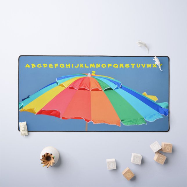 Colourful Beach Umbrella Photographic Play or Desk Mat (Kids Table)