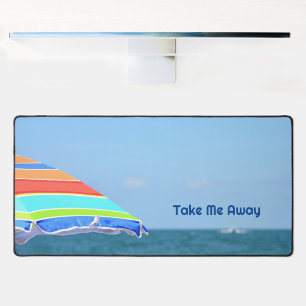 Colourful Beach Umbrella Take Me Away Photographic Desk Mat
