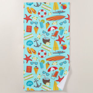 Colourful beach vacation pattern towel