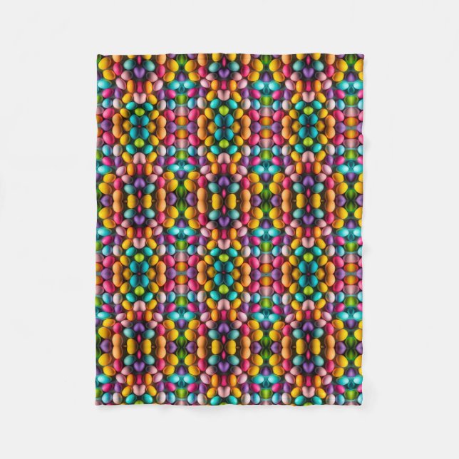 Colourful Bead Grid Geometric Fleece Blanket (Front)