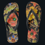 Colourful Beaded Flowers on Velvet Flip Flops<br><div class="desc">This Colourful Beaded Flowers image was pieced together from a beaded antique velvet handbag.</div>