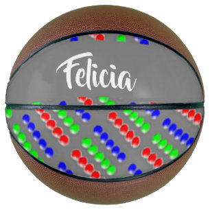 Colourful beads on grey basketball