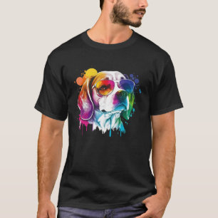 Colourful Beagle Pop Dog Dad Mum Dog T-Shirt