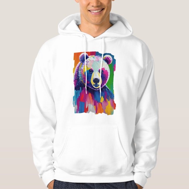 Colourful Bear Portrait Hoodie (Front)
