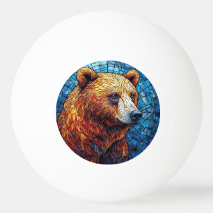 Colourful Bear Portrait in a Stained Glass Art Ping Pong Ball