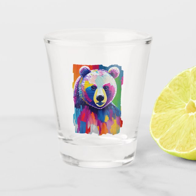 Colourful Bear Portrait Shot Glass (Front)