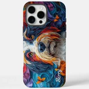 Colourful Bearded Collie Portrait iPhone 16 Pro Max Case