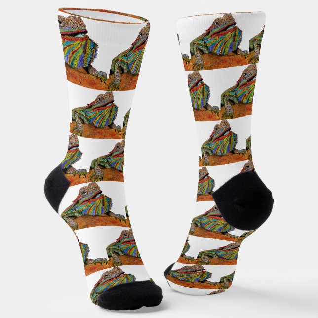 Colourful Bearded Dragon Socks  (Angled)