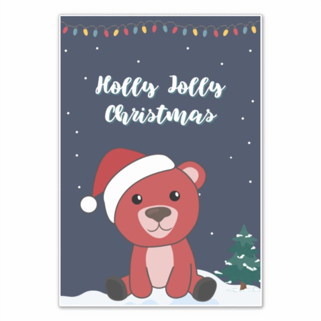 Colourful Bears Merry Christmas Winter Animals Bea (Front)