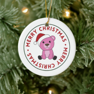 Colourful Bears Merry Christmas Winter Animals Bea Ceramic Tree Decoration