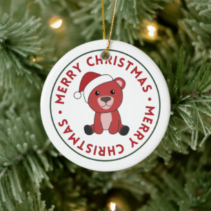 Colourful Bears Merry Christmas Winter Animals Bea Ceramic Tree Decoration