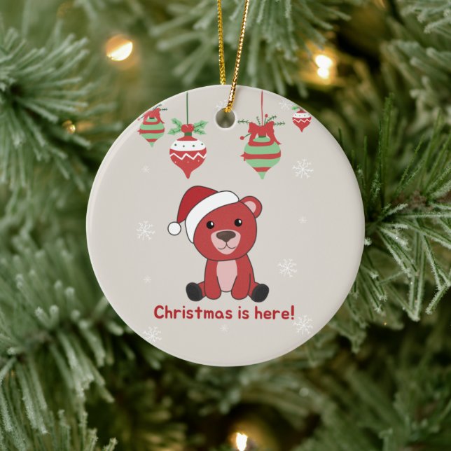 Colourful Bears Merry Christmas Winter Animals Bea Ceramic Tree Decoration (Tree)