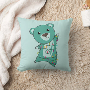 Colourful Bears Merry Christmas Winter Animals Bea Cushion