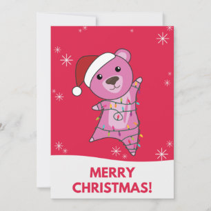 Colourful Bears Merry Christmas Winter Animals Bea Holiday Card