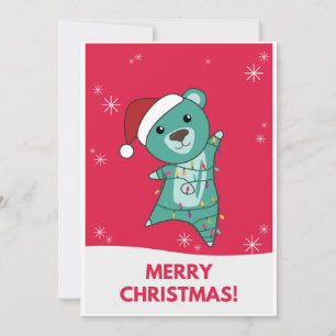 Colourful Bears Merry Christmas Winter Animals Bea Holiday Card