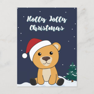 Colourful Bears Merry Christmas Winter Animals Bea Holiday Postcard