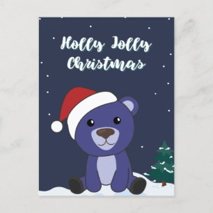 Colourful Bears Merry Christmas Winter Animals Bea Holiday Postcard