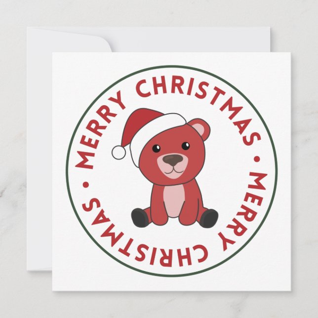 Colourful Bears Merry Christmas Winter Animals Bea Invitation (Front)
