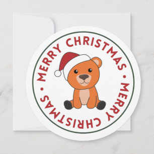 Colourful Bears Merry Christmas Winter Animals Bea Invitation