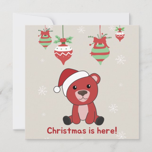 Colourful Bears Merry Christmas Winter Animals Bea Invitation (Front)