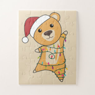 Colourful Bears Merry Christmas Winter Animals Bea Jigsaw Puzzle