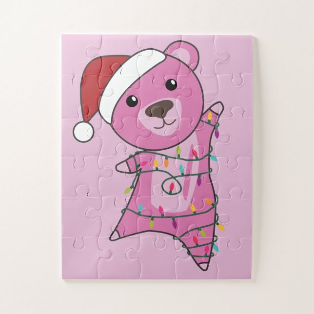 Colourful Bears Merry Christmas Winter Animals Bea Jigsaw Puzzle (Vertical)