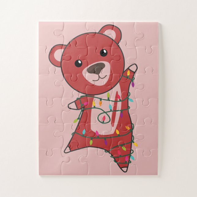 Colourful Bears Merry Christmas Winter Animals Bea Jigsaw Puzzle (Vertical)