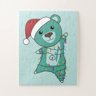 Colourful Bears Merry Christmas Winter Animals Bea Jigsaw Puzzle