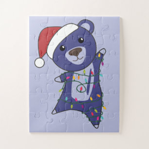 Colourful Bears Merry Christmas Winter Animals Bea Jigsaw Puzzle