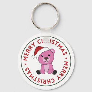 Colourful Bears Merry Christmas Winter Animals Bea Key Ring