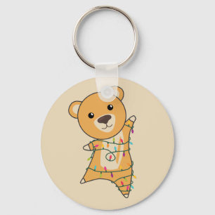 Colourful Bears Merry Christmas Winter Animals Bea Key Ring